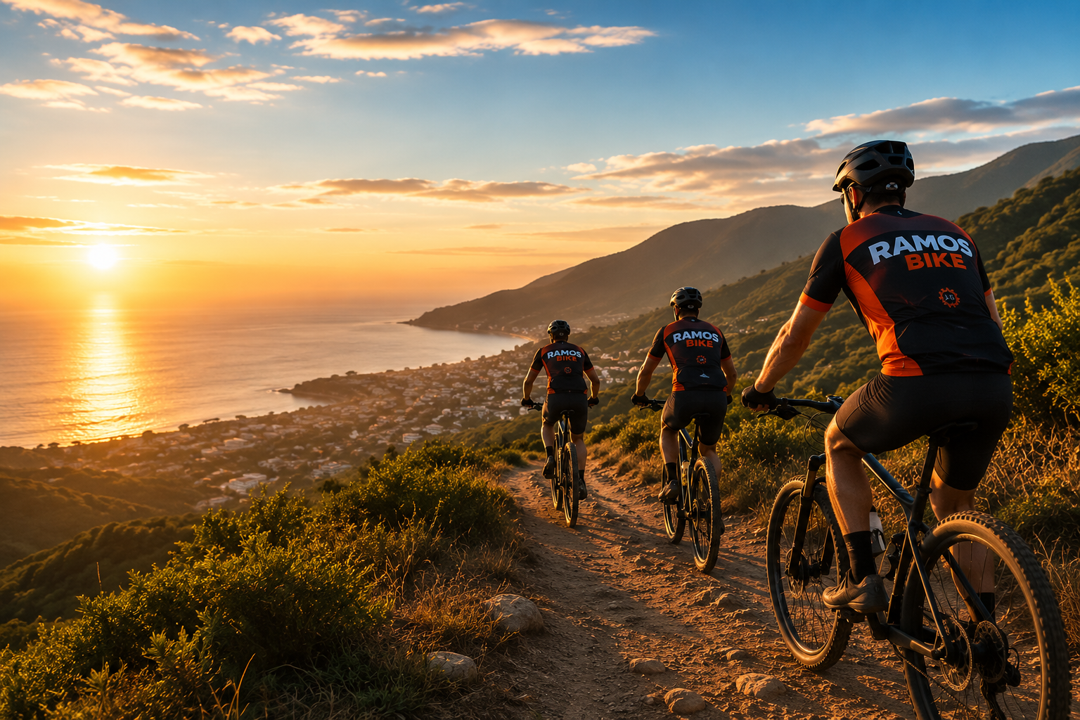 Ciclistas da Ramos Bike pedalando